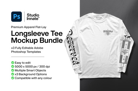 Download Long Sleeve T Shirt Mockup Bundle In Apparel Mockups On Yellow Images Creative Store