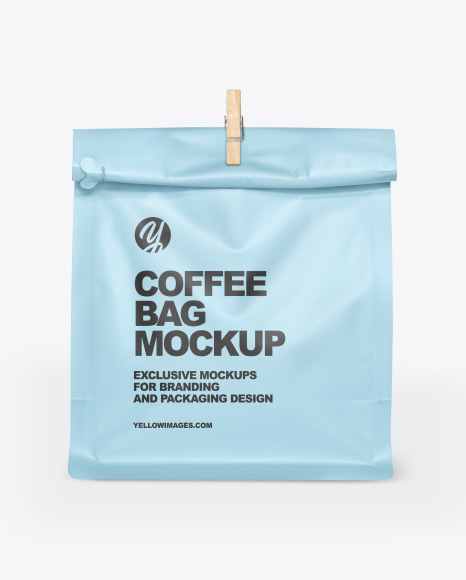 Download Matte Coffee Bag With Clip Mockup In Bag Sack Mockups On Yellow Images Object Mockups PSD Mockup Templates