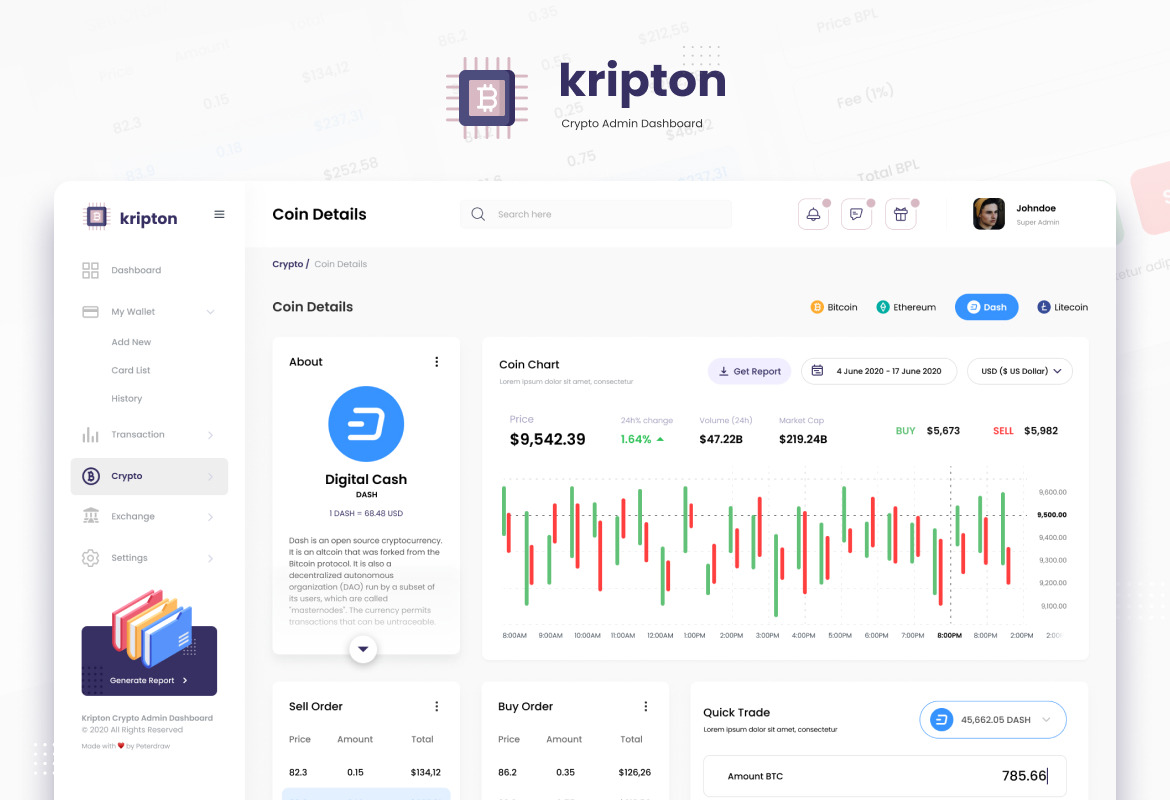 Download Kripton Admin Cryptocurrency Dashboard Ui Design In Ux Ui Kits On Yellow Images Creative Store PSD Mockup Templates