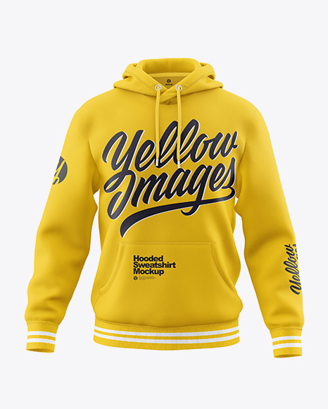 Hoodie Mockup - Front View on Yellow Images Object Mockups