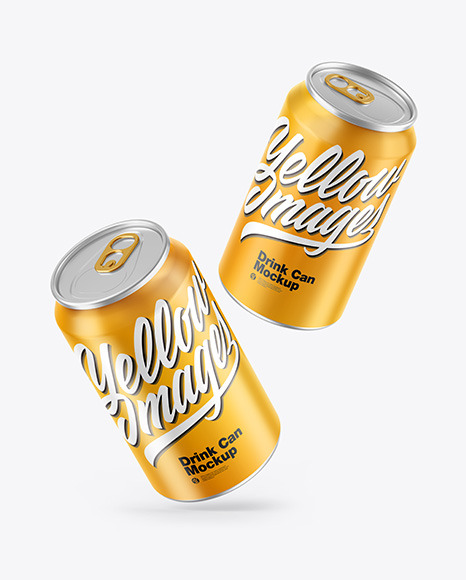 Two Metallic Drink Cans w  Glossy Finish Mockup PSD #2