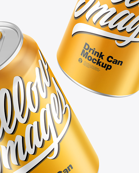 Two Metallic Drink Cans w  Glossy Finish Mockup PSD #5