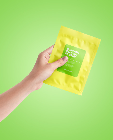 Sachet in a Hand Mockup PSD #5