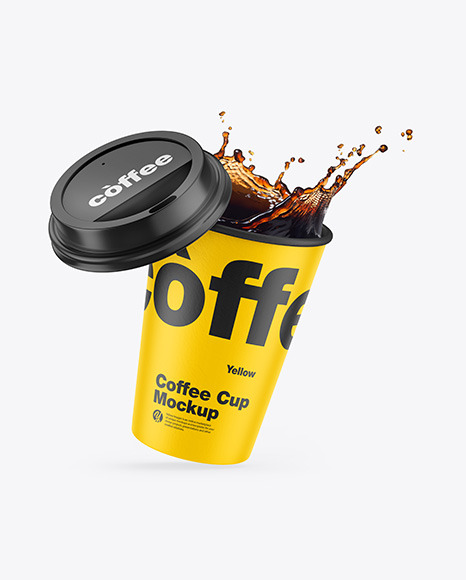 Download Matte Coffee Cup W Splash Mockup In Cup Bowl Mockups On Yellow Images Object Mockups