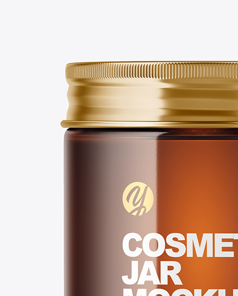 Amber Cosmetic Jar Mockup PSD #3