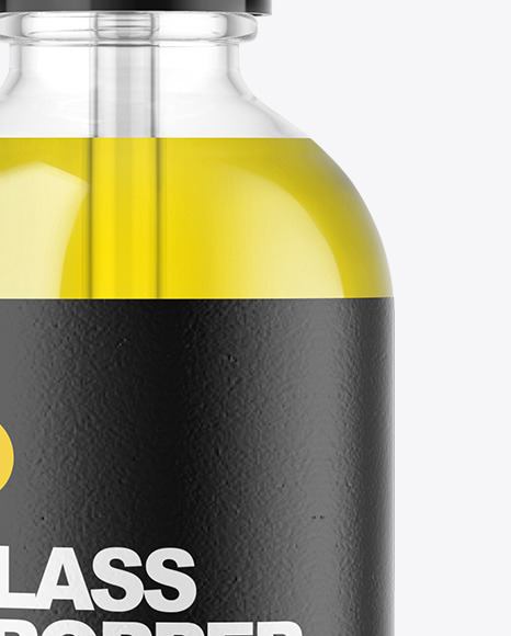 Clear Glass Dropper Bottle with Oil Mockup PSD #1