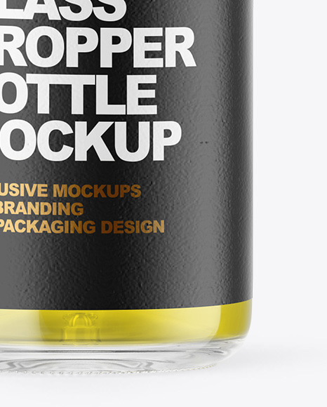 Download Clear Glass Dropper Bottle with Oil Mockup in Bottle Mockups on Yellow Images Object Mockups