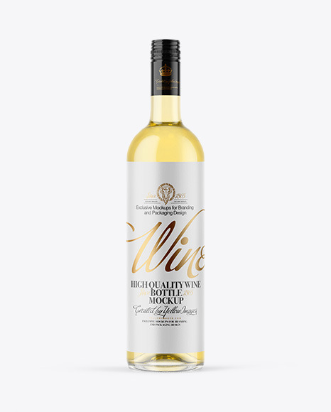 Clear Glass White Wine Bottle Mockup PSD #2
