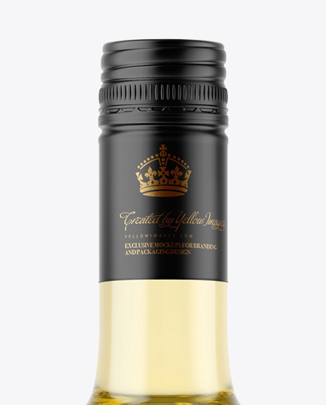 Clear Glass White Wine Bottle Mockup PSD #1