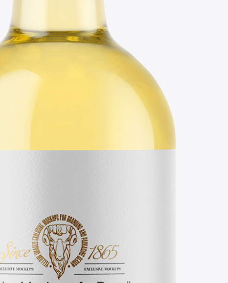 Clear Glass White Wine Bottle Mockup PSD #6