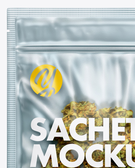 Medical Marijuana Metallic Sachet Mockup
