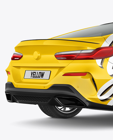 Coupe Car Mockup   Back Half Side View PSD #1