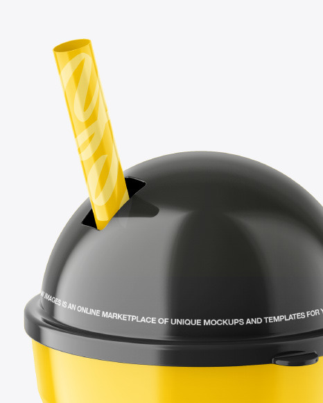 Glossy Plastic Cup w  Straw Mockup PSD #2
