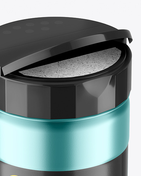 Opened Matte Metallic Salt Jar Mockup PSD #5