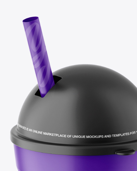 Matte Plastic Cup w  Straw Mockup PSD #2