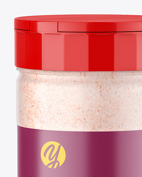 Matte Clear Jar with Pink Salt Mockup PSD #3