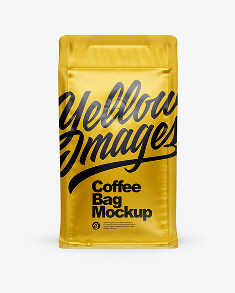 Download Matte Metallic Coffee Bag With Valve Mockup In Bag Sack Mockups On Yellow Images Object Mockups