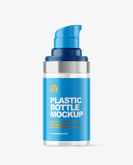 Clear Cosmetic Bottle with Pump Mockup