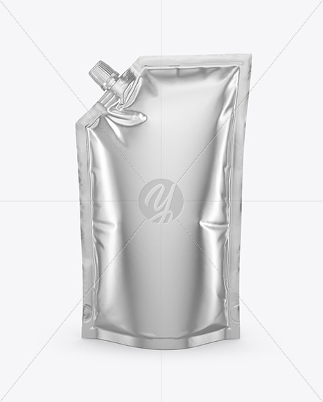 Download Metallic Doy-Pack Mockup - Front View in Pouch Mockups on Yellow Images Object Mockups