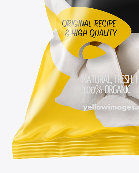 Download Plastic Bag With Dumplings Mockup In Bag Sack Mockups On Yellow Images Object Mockups PSD Mockup Templates