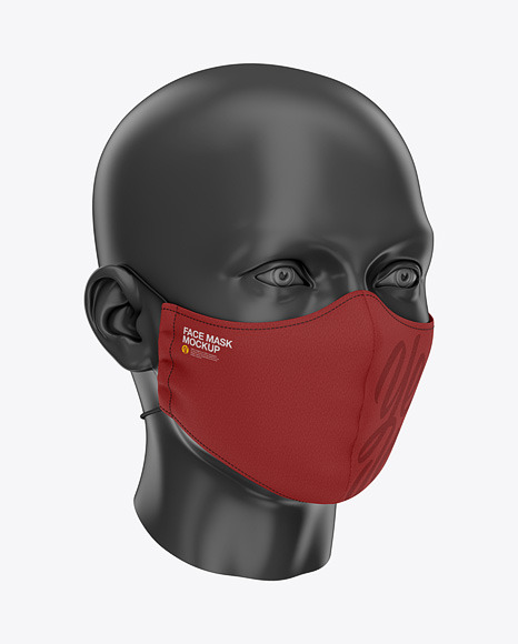 Download Face Mask With Elastic Cord Front Half Side View In Apparel Mockups On Yellow Images Object Mockups