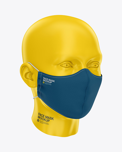 Download Face Mask With Elastic Cord Front Half Side View In Apparel Mockups On Yellow Images Object Mockups PSD Mockup Templates