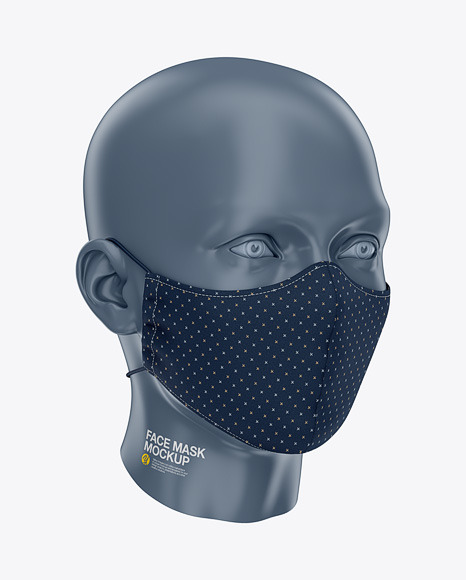 Download Face Mask with Elastic Cord - Front Half-Side View in ...