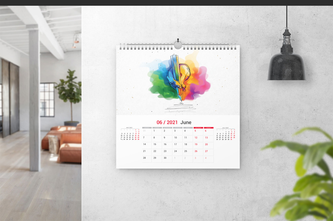 Download Square Wall Calendar Mockups In Indoor Advertising Mockups On Yellow Images Creative Store PSD Mockup Templates