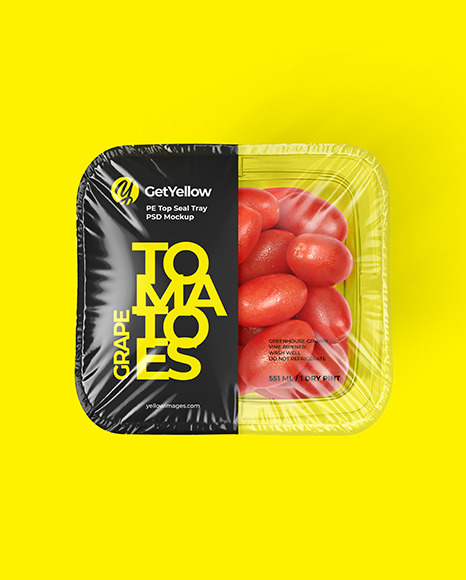 Download Clear Plastic Tray With Grape Tomatoes Mockup In Tray Platter Mockups On Yellow Images Object Mockups