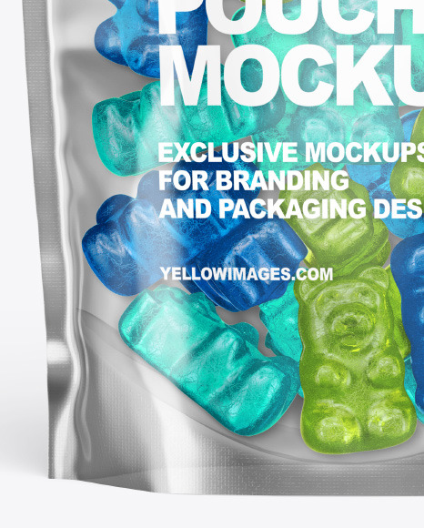 Download Stand Up Pouch With Gummies Mockup Yellow Author