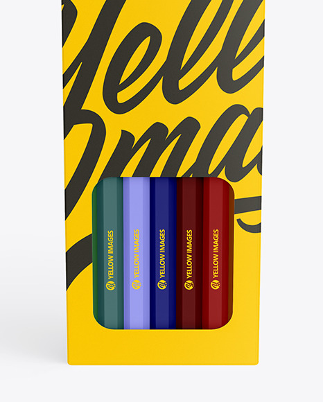 Pencil Box Mockup in Stationery Mockups on Yellow Images Object Mockups