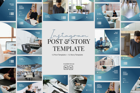 Download Elegant Corporate Instagram Post Story Template In Social Media Templates On Yellow Images Creative Store PSD Mockup Templates