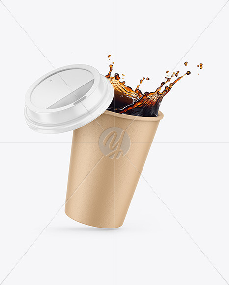 Download Kraft Coffee Cup W Splash Mockup In Cup Bowl Mockups On Yellow Images Object Mockups Yellowimages Mockups