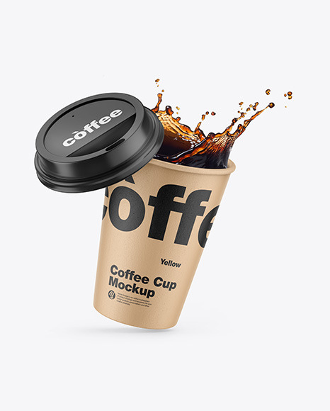 Kraft Coffee Cup w/ Splash Mockup