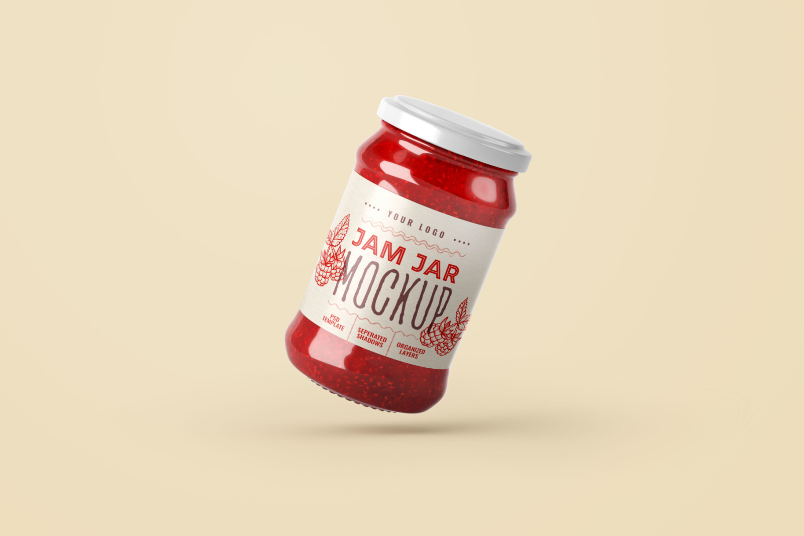 Jam Jar Mockup Set Label Design on Yellow Images Creative Store