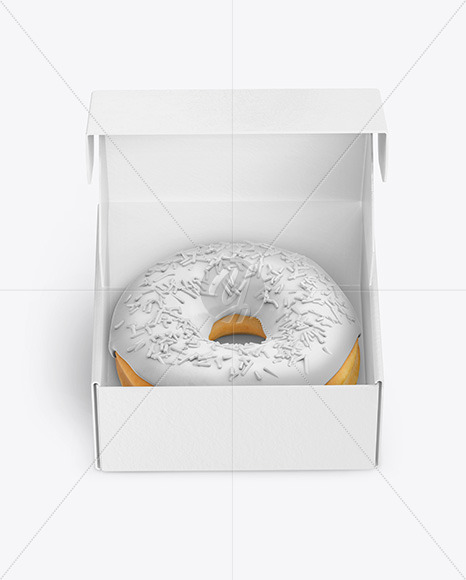 Download Opened Paper Box With Donut Mockup In Box Mockups On Yellow Images Object Mockups