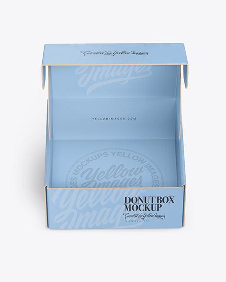 Opened Paper Box With Donut Mockup In Box Mockups On Yellow Images Object Mockups