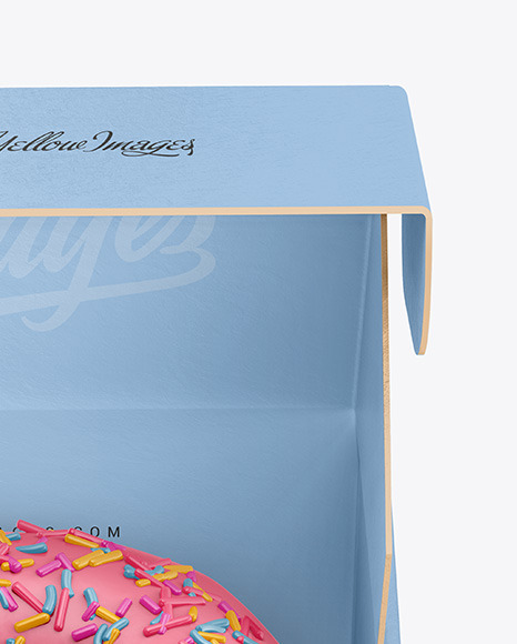 Download Opened Paper Box With Donut Mockup In Box Mockups On Yellow Images Object Mockups