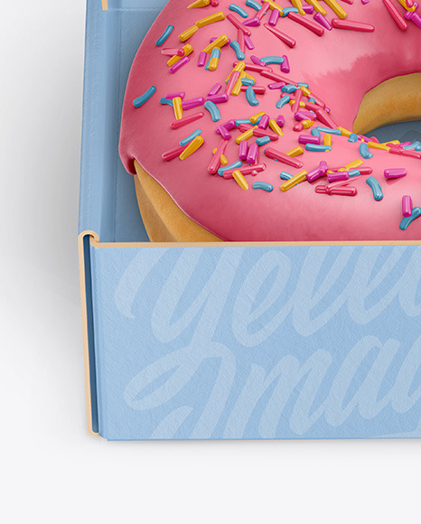 Download Opened Paper Box With Donut Mockup In Box Mockups On Yellow Images Object Mockups