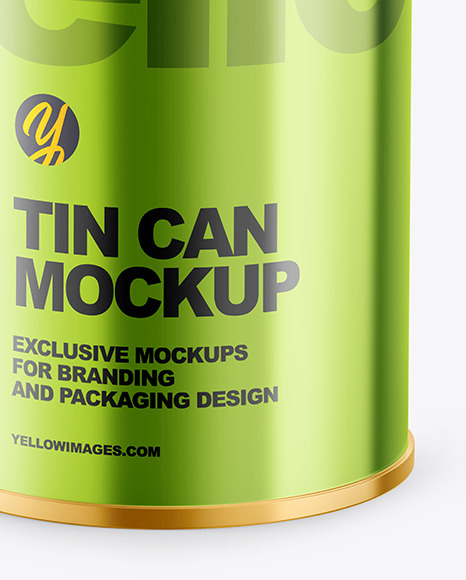 Glossy Metallic Tin Can Mockup PSD #5