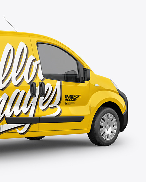 Download Panel Van Mockup Back Half Side View In Vehicle Mockups On Yellow Images Object Mockups PSD Mockup Templates