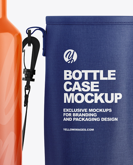 Download Glossy Water Bottle W Case Mockup In Bottle Mockups On Yellow Images Object Mockups