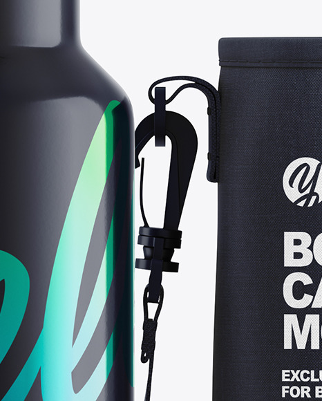 Glossy Water Bottle W Case Mockup PSD #7