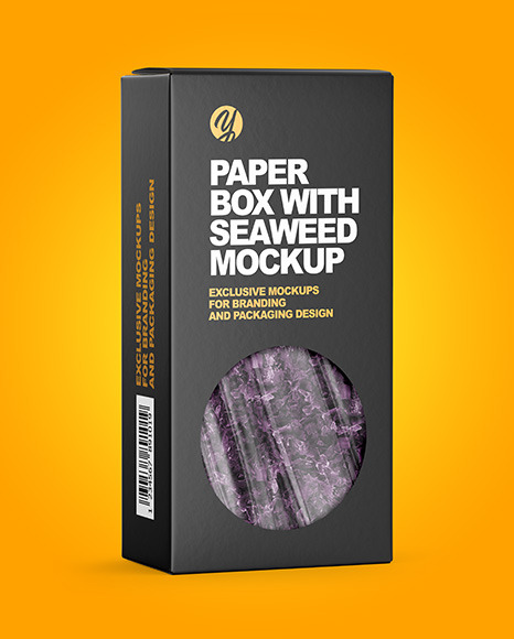 Paper Box with Seaweed Mockup PSD #2