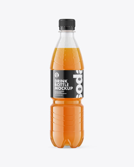 Download Pet Bottle With Peach Drink Mockup In Bottle Mockups On Yellow Images Object Mockups