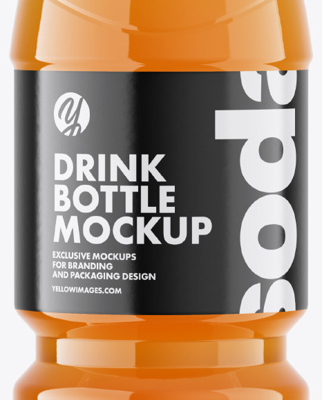 Download Pet Bottle With Peach Drink Mockup In Bottle Mockups On Yellow Images Object Mockups