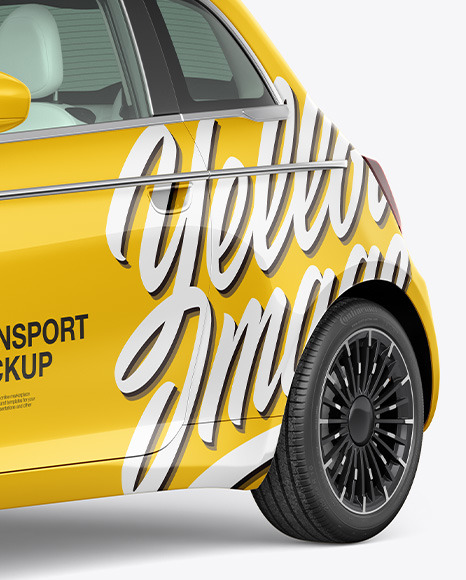 Download Ev Compact Car Mockup Half Side View In Vehicle Mockups On Yellow Images Object Mockups PSD Mockup Templates