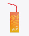 Juice Box with Straw Mockup - Front view