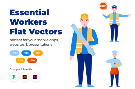 Essential Workers Flat Vectors