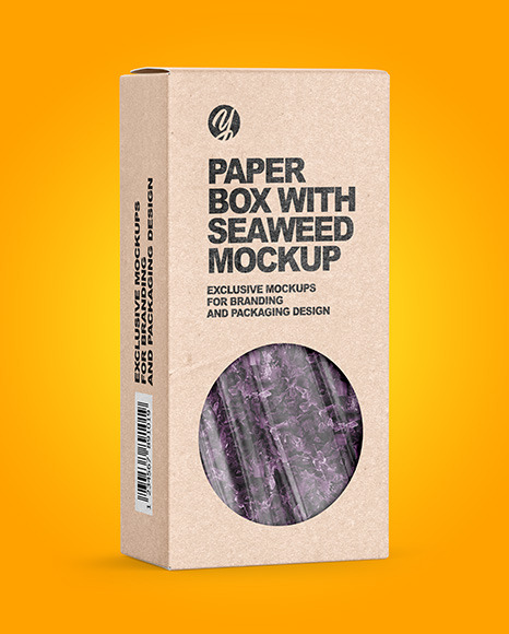 Download Kraft Paper Box With Seaweed Mockup In Box Mockups On Yellow Images Object Mockups